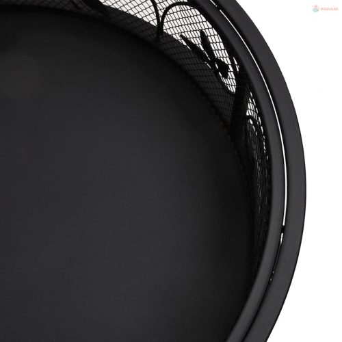 Acél XXL méretű tűztál piszkavassal 50 cm