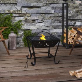 Acél XXL méretű tűztál piszkavassal 50 cm