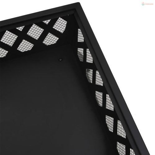 Acél XXL méretű tűztál piszkavassal 50 cm