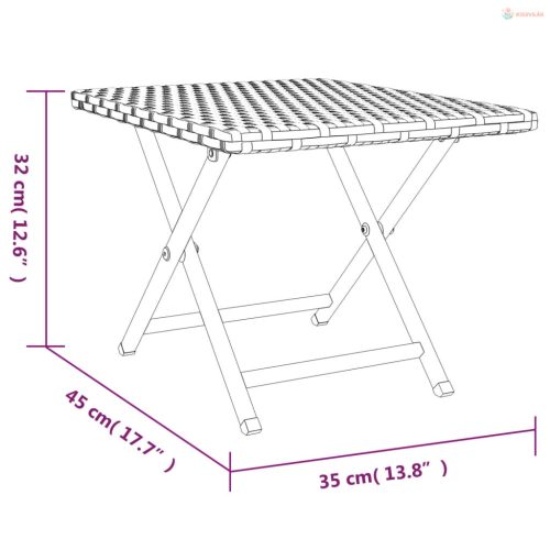 Szürke összecsukható polyrattan asztal 45x35x32 cm