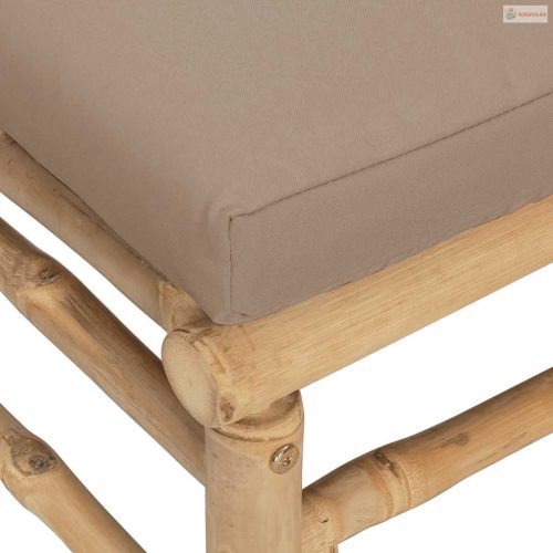 Bambusz kerti középső kanapé tópszínű párnákkal