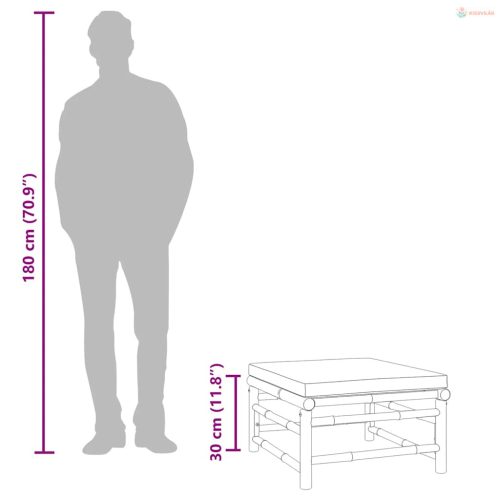 Bambusz kerti lábtartó zöld párnával