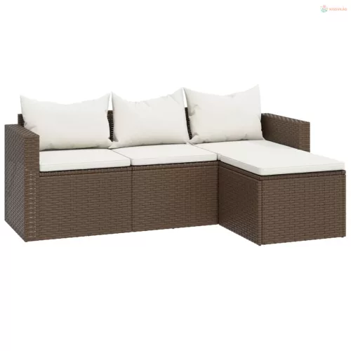 Barna polyrattan kerti ülőgarnitúra