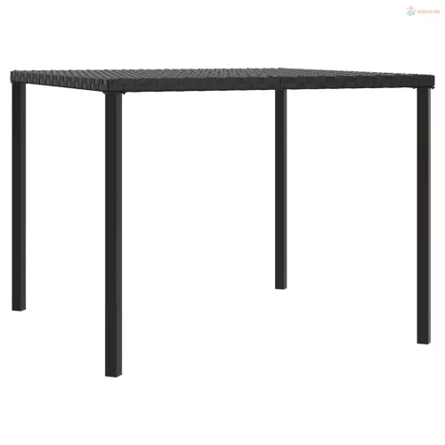 2 részes fekete polyrattan kerti étkezőgarnitúra párnával