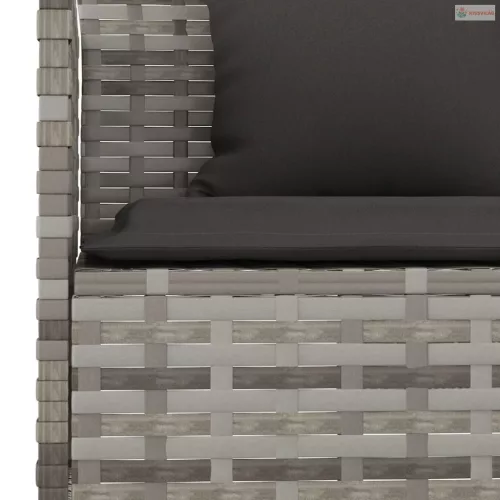 2 részes szürke polyrattan kerti étkezőgarnitúra párnákkal