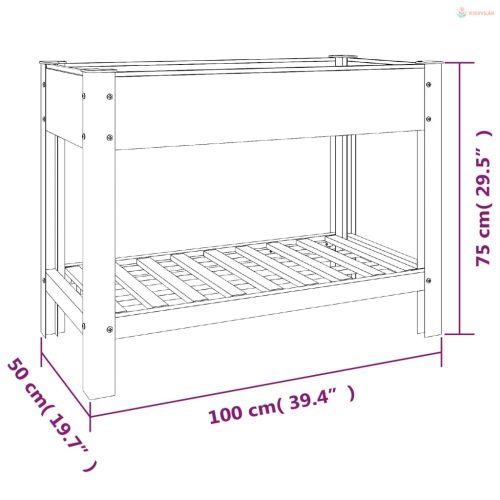 Szürke WPC kerti magaságyás polccal 100 x 50 x 75 cm