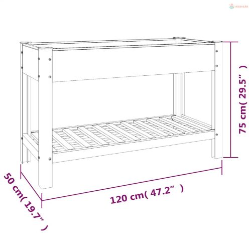 Szürke WPC kerti magaságyás polccal 120 x 50 x 75 cm