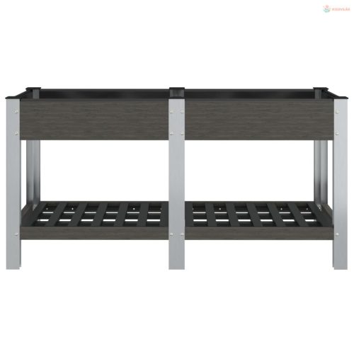 Szürke WPC kerti magaságyás polccal 150 x 50 x 75 cm