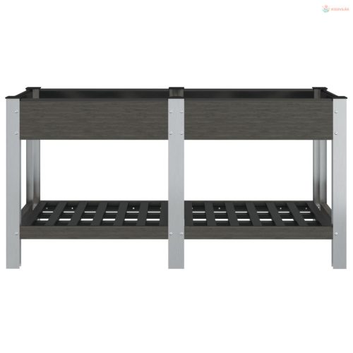 Szürke WPC kerti magaságyás polccal 175 x 50 x 75 cm