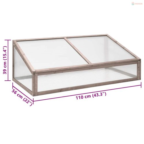 Szürke fenyőfa melegház 110 x 56 x 39 cm