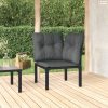 Fekete és szürke polyrattan kerti sarokfotel párnákkal