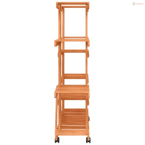 Tömör fenyőfa virágtartó állvány kerekekkel 110 x 25 x 115 cm