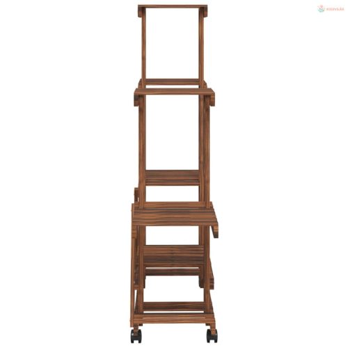 Tömör fenyőfa virágtartó állvány kerekekkel 95 x 25 x 101 cm