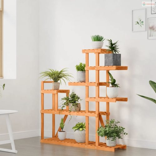 Tömör fenyőfa virágtartó állvány 110x25x111 cm