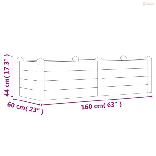 Tömör akácfa kerti magaságyás 160 x 60 x 44 cm