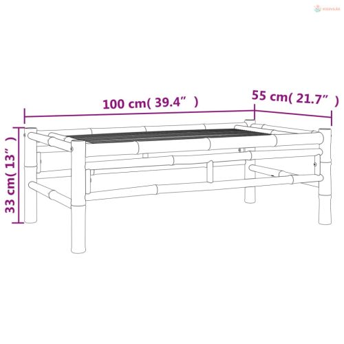 Bambusz kerti dohányzóasztal 100 x 55 x 33 cm