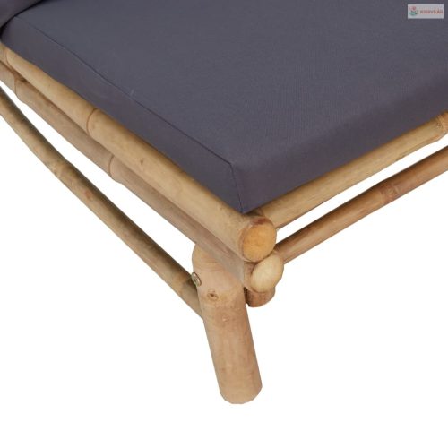 2 részes bambusz kerti ülőgarnitúra sötétszürke párnákkal