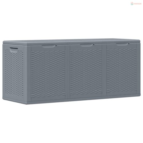 Szürke PP rattan kerti tárolóláda 270 L