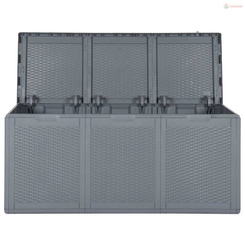 Szürke PP rattan kerti tárolóláda 270 L