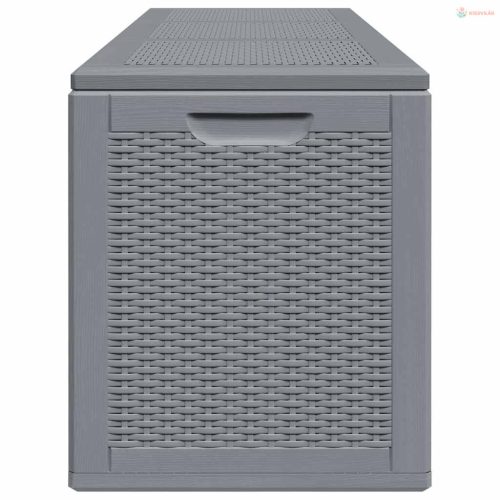 Szürke PP rattan kerti tárolóláda 270 L