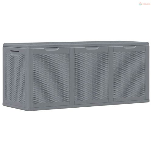 Szürke PP rattan kerti tárolóláda 270 L