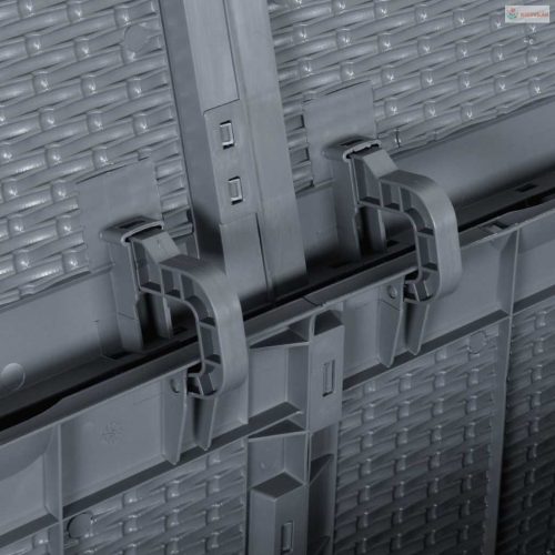 Szürke PP rattan kerti tárolóláda 270 L