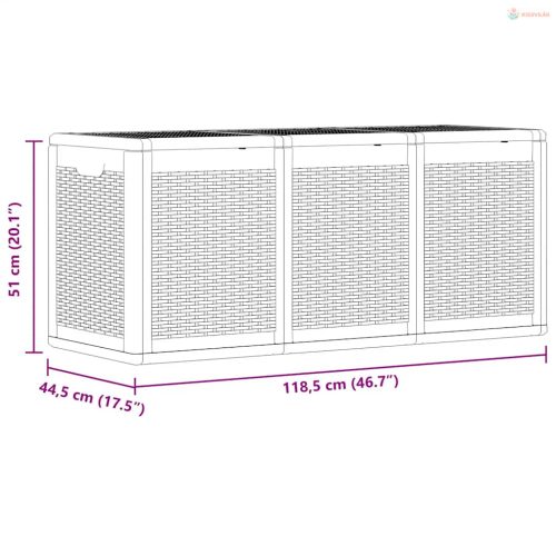 Szürke PP rattan kerti tárolóláda 270 L
