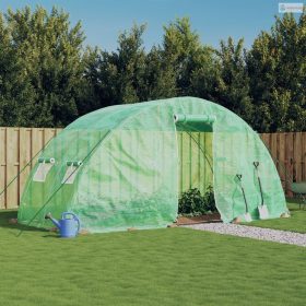 Zöld acélvázas melegház 10 m² 5 x 2 x 2,3 m