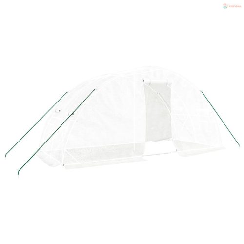 Fehér acélvázas melegház 10 m² 5 x 2 x 2,3 m