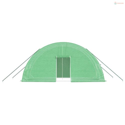 Zöld acélvázas melegház 12 m² 6 x 2 x 2,85 m