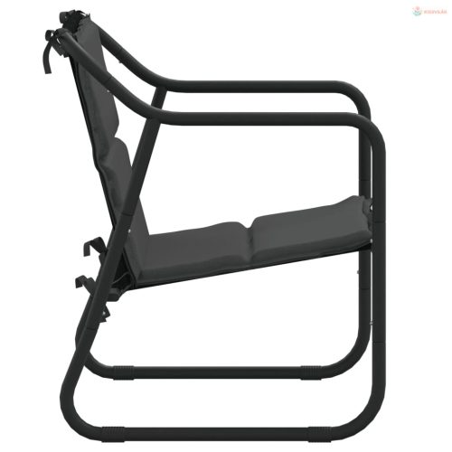 3 részes antracitszürke acél kerti ülőgarnitúra párnákkal