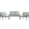 3 részes antracitszürke acél kerti ülőgarnitúra párnákkal