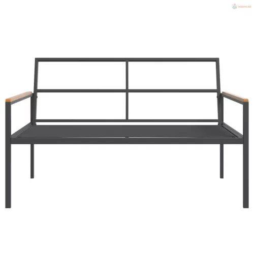 3 részes antracitszürke acél kerti ülőgarnitúra párnákkal