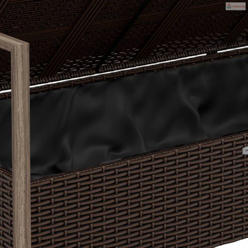 2 személyes barna polyrattan kerti kanapé párnával