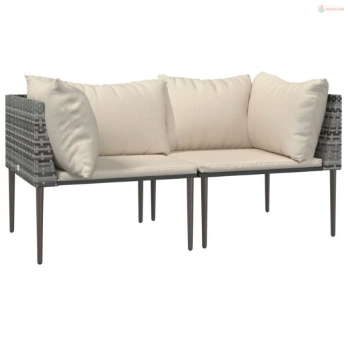 3 részes szürke polyrattan kerti ülőgarnitúra párnákkal