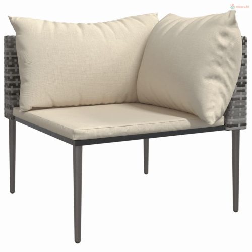 3 részes szürke polyrattan kerti ülőgarnitúra párnákkal