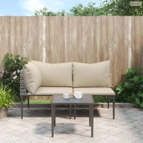   3 részes szürke polyrattan kerti ülőgarnitúra párnákkal