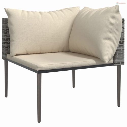 3 részes szürke polyrattan kerti ülőgarnitúra párnákkal