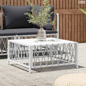 Fehér szőtt szövet kerti asztal 70 x 70 x 34 cm