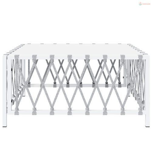 Fehér szőtt szövet kerti asztal 70 x 70 x 34 cm