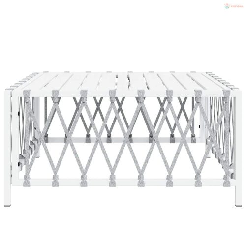 Fehér szőtt szövet kerti asztal 70 x 70 x 34 cm