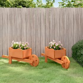   2 db tömör fenyőfa talicska növénytartó 47 x 15 x 19 cm