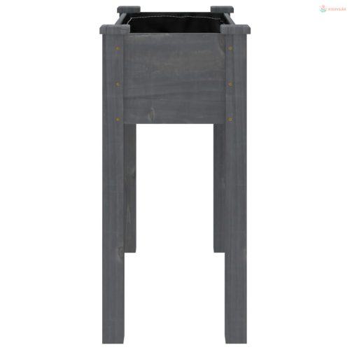 Szürke tömör fenyőfa kerti ültetőláda béléssel 71 x 37 x 76 cm