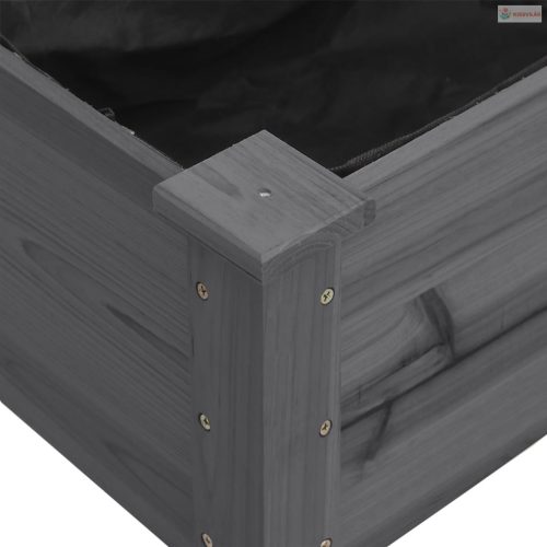 Szürke tömör fenyőfa kerti ültetőláda béléssel 71 x 37 x 76 cm