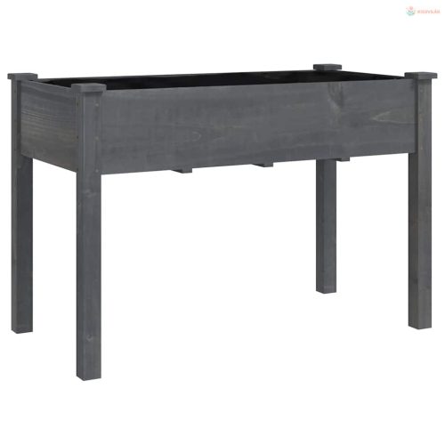 Szürke tömör fenyőfa kerti ültetőláda béléssel 118 x 59 x 76 cm