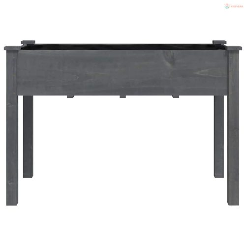 Szürke tömör fenyőfa kerti ültetőláda béléssel 118 x 59 x 76 cm