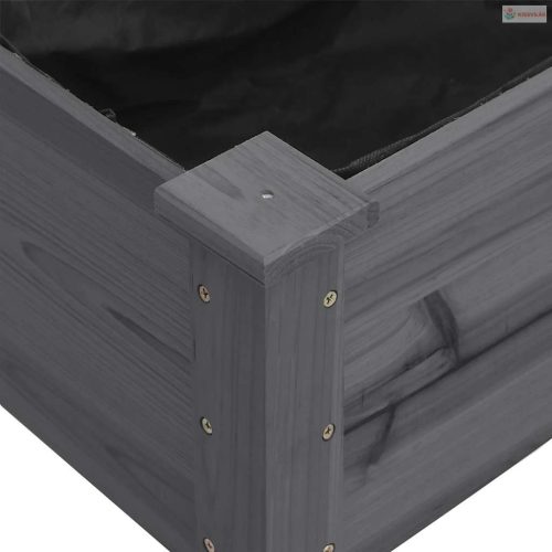 Szürke tömör fenyőfa kerti ültetőláda béléssel 118 x 59 x 76 cm