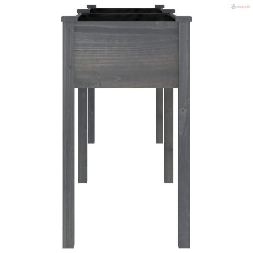 Szürke tömör fenyőfa kerti ültetőláda béléssel 161x45x76 cm