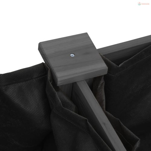 Szürke tömör fenyőfa kerti ültetőláda béléssel 161x45x76 cm