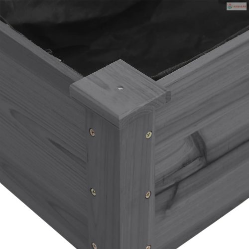 Szürke tömör fenyőfa kerti ültetőláda béléssel 161x45x76 cm